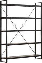 Boekenkast 5 lagen zwart 140x30x180 cm massief mangohout