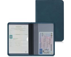 kwmobile hoes voor kentekenbewijs en rijbewijs - Beschermhoes met pasjeshouder in petrol - Imitatieleer