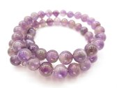 Dubbele armband van edelsteen Amethist 8mm elastisch