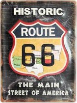 Historic Route 66 Main Street Of America Stalen Bord Met Relief 30 x 40 cm