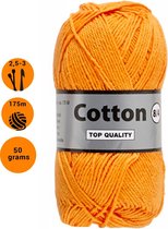 Lammy yarns Cotton eight 8/4 dun katoen garen - oranje (041) - pendikte 2,5 a 3mm - 1 bol van 50 gram