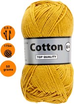 Lammy yarns Cotton eight 8/4 dun katoen garen - oker geel (846) - pendikte 2,5 a 3mm - 1 bol van 50 gram