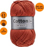 Lammy yarns Cotton eight 8/4 dun katoen garen - bruin (859) - pendikte 2,5 a 3mm - 5 bollen van 50 gram