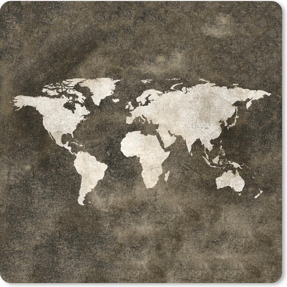Muismat 30x30 cm - Mousepad Wereldkaart - Retro - Goud - Muismatten