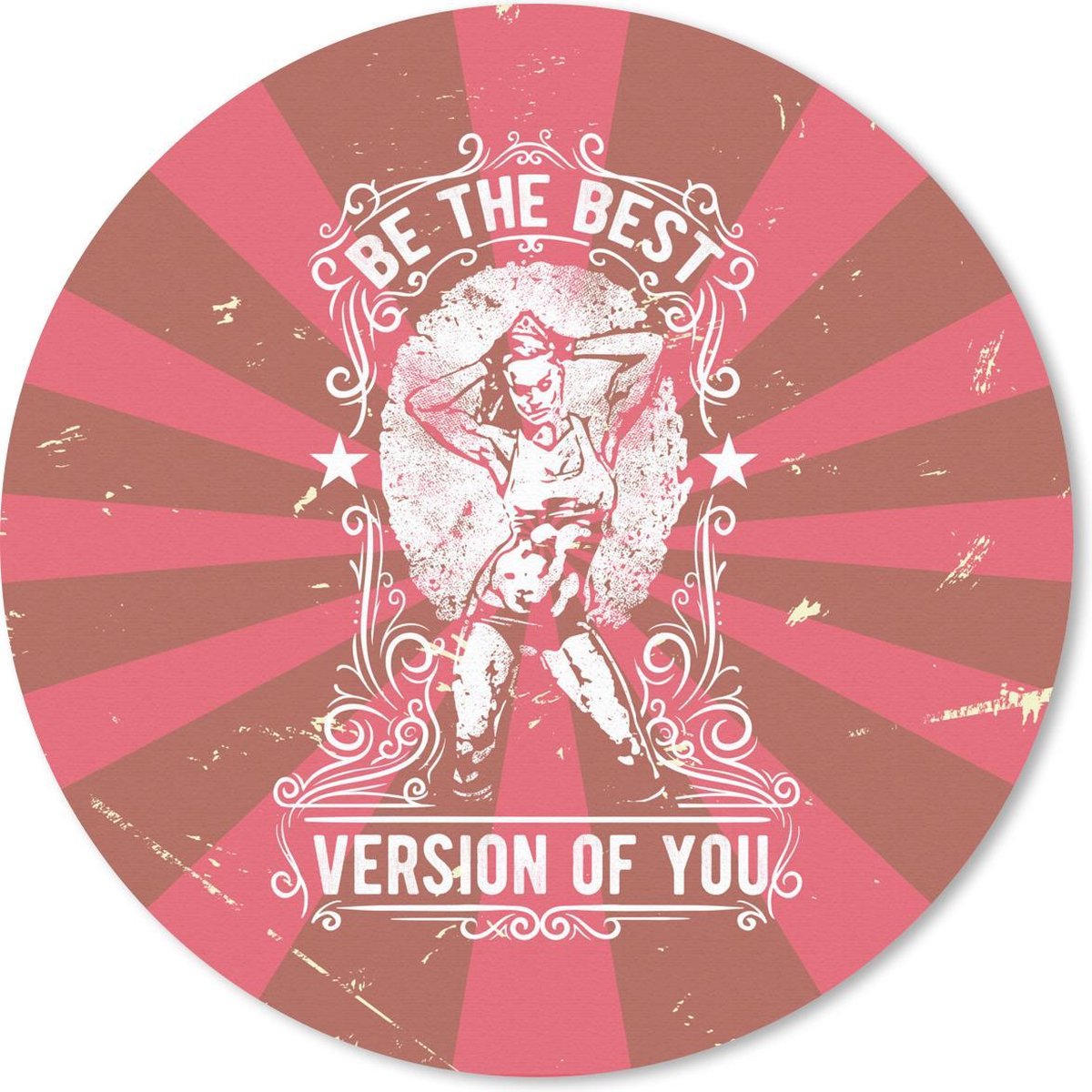 Muismat rond 20x20 cm - Mousepad Vintage - Vrouw - Sport - Ronde muismatten