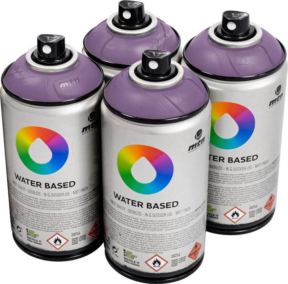 MTN Paarse waterbasis spuitverf - Dioxazine Purple Deep - 4 stuks - 300ml lage druk en matte afwerking