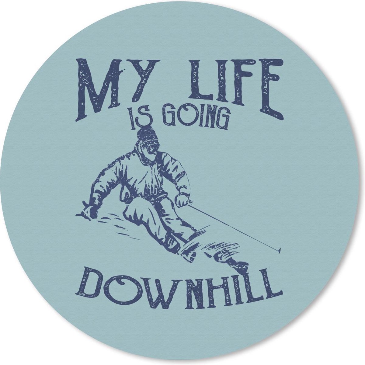 Muismat rond 30x30 cm - Mousepad Ski - Vintage - Sneeuw - Ronde muismatten