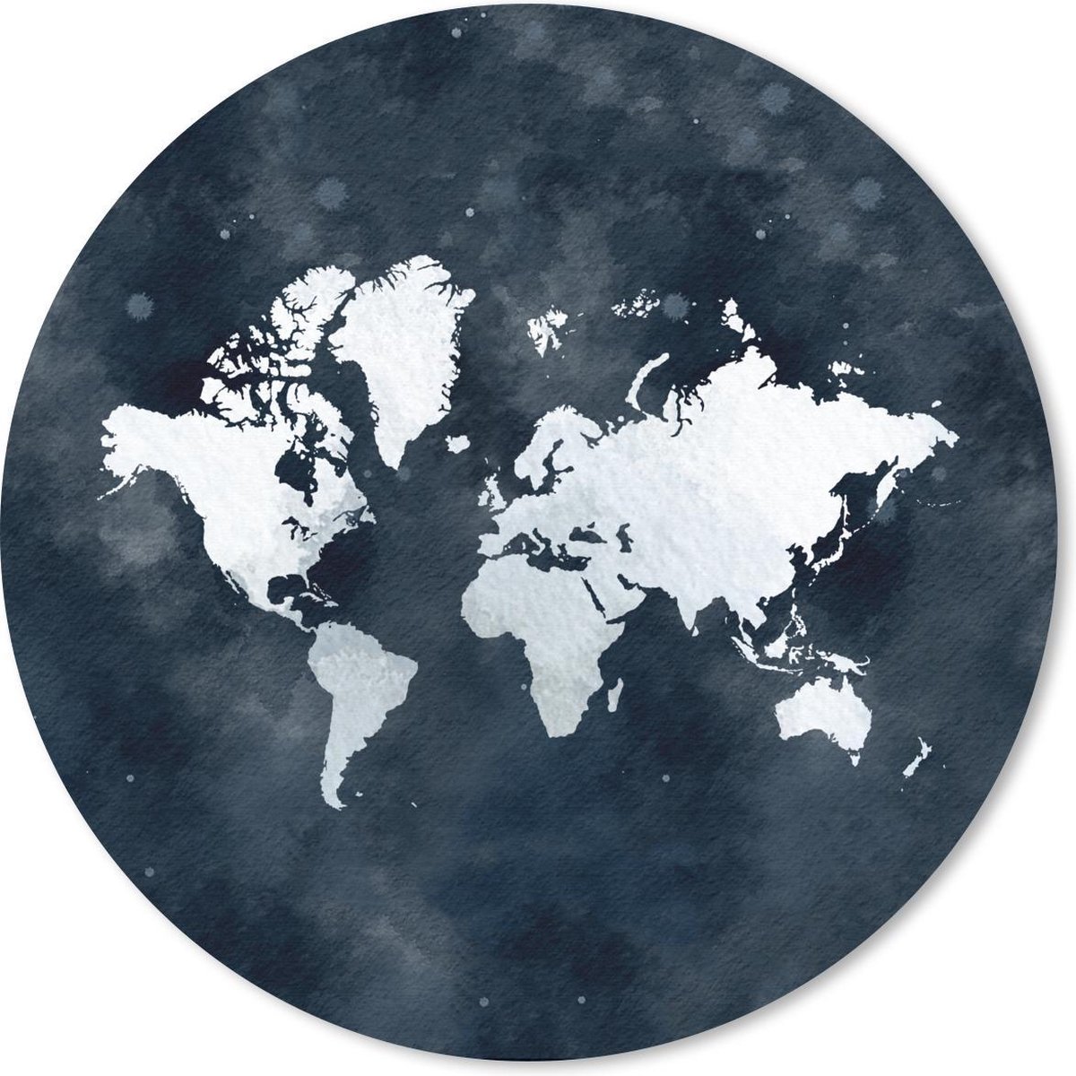 Muismat rond 30x30 cm - Mousepad Wereldkaart - Nacht - Blauw - Ronde muismatten