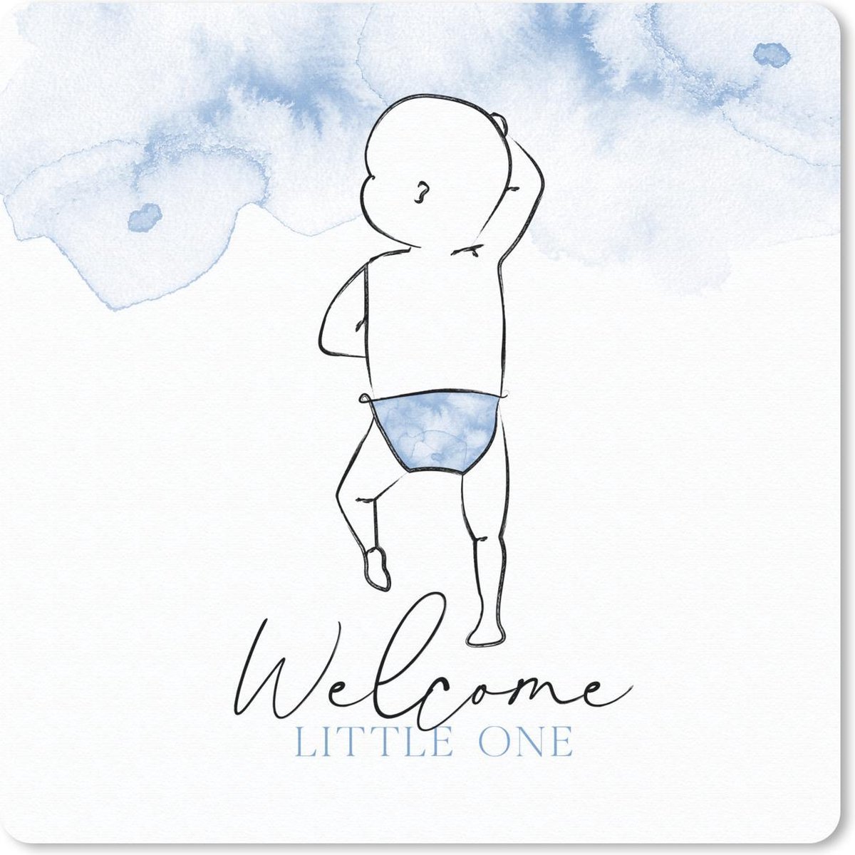 Muismat - Mousepad - Spreuken - Welcome little one - Baby - Quotes - Geboorte - 30x30 cm - Muismatten