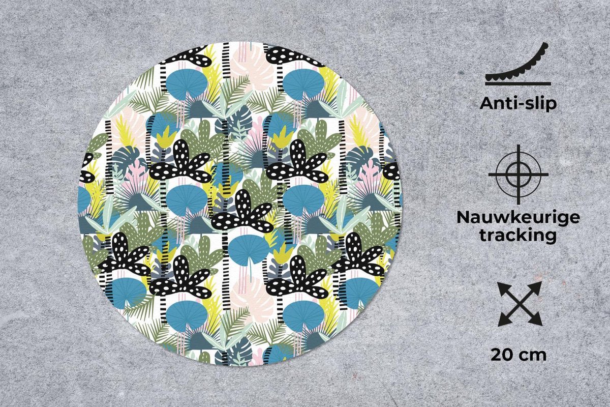 Muismat rond 20x20 cm - Mousepad Jungle - Planten - Abstract - Ronde muismatten