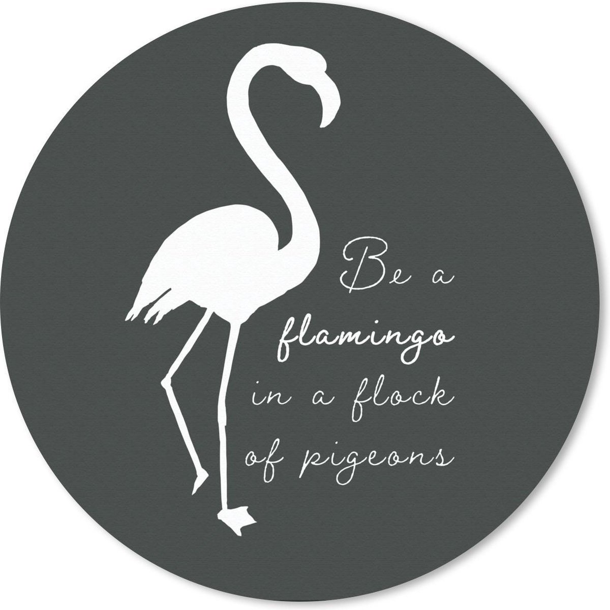 Muismat rond 20x20 cm - Mousepad Flamingo - Silhouette - Letters - Quotes - Ronde muismatten