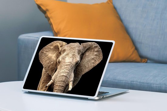 Autocollant pour ordinateur portable - 14 pouces - Éléphant - Portrait - Zwart - 32x5x23x5cm - Autocollants pour ordinateur portable - Peau pour ordinateur portable - Couverture