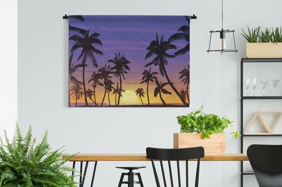 Tapisserie - Toile murale - Palmier - Soleil - Mer - 120x90 cm - Tapisserie