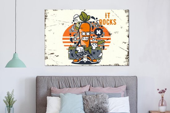 Décoration murale Métal - Aluminium Peinture Industrielle - Carotte - Guitare - Vintage - 150x100 cm - Dibond - Photo sur aluminium - Décoration murale industrielle - Pour le salon / chambre
