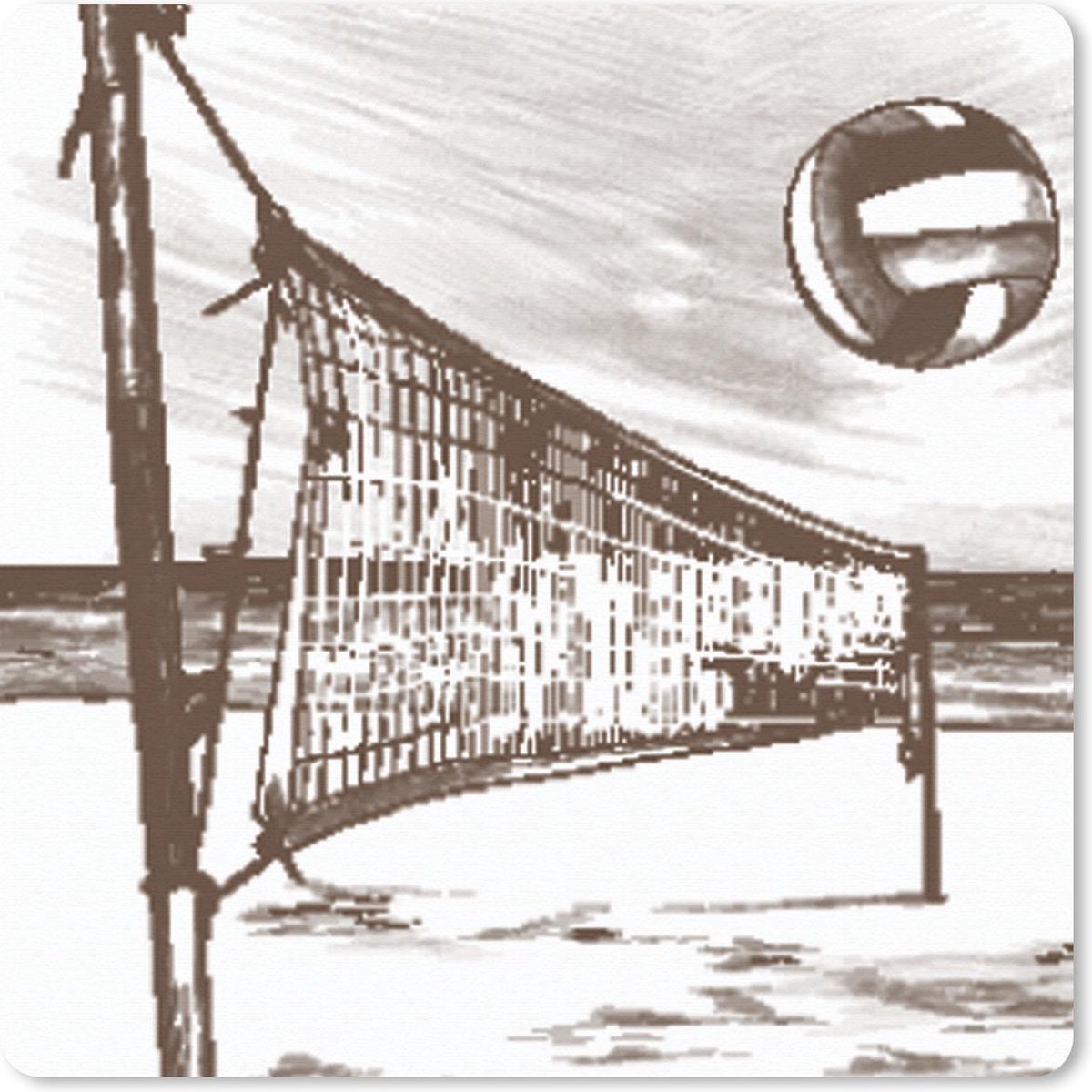 Muismat 30x30 cm - Mousepad Strand - Volleybal - Net - Muismatten