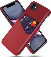 Doektextuur PC + PU-lederen achterkant Schokbestendig hoesje met kaartsleuf voor iPhone 11 (rood)