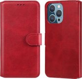 Klassieke kalftextuur PU + TPU horizontale flip lederen hoes met houder & kaartsleuven & portemonnee voor iPhone 13 Pro (rood)