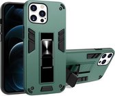 2 in 1 pc + TPU schokbestendige beschermhoes met onzichtbare houder voor iPhone 13 Pro (donkergroen)