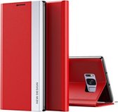 Voor Samsung Galaxy S8 Plus Side gegalvaniseerde magnetische ultradunne horizontale flip lederen hoes met houder (rood)