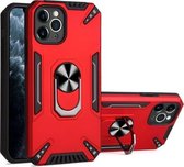 PC + TPU-beschermhoes met 360 graden draaibare ringhouder voor iPhone 11 Pro Max (rood)