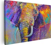 Artaza - Peinture sur toile - Éléphant à l'huile - Couleur - Abstrait - 120x80 - Groot - Photo sur toile - Impression sur toile