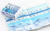 Blauwe Wens Washi Tape Pakket Doos | Verschillende Washi Tapes | Patronen Walvis Bloemen Veren Vlekken Geruit Washi Tape | Masking Tape | Decoratietape | Markeringstape | Bullet Journal | Journalling | Journal | Plakboeken | Inpakken | Versieren