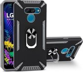 Voor LG K50 PC + TPU-beschermhoes met 360 graden draaibare ringhouder (grijs)