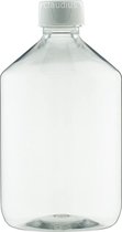 Lege plastic fles 500 ml PET apothekersfles transparant - met witte ribbeldop – set van 10 stuks - Navulbaar - leeg