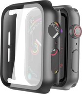 Misxi zwarte harde hoes voor Apple Watch Series 5/Serie 4 met schermbeschermer van gehard glas 360° rondom ultradunne beschermhoes voor iWatch Series 5/Serie 4, 2 stuk zwarte behui