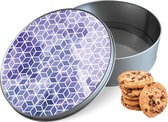 Boite à Biscuits Violet Hexagone Marbre Rond - Boîte de Rangement 15x15x5 cm