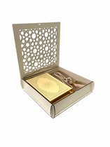 Mirac houten Koran box met een Koran, gebedskleed en een tasbih creme / goud