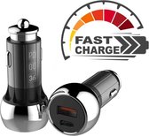 USB C Qualcomm 3.0 Fast Charge Auto Oplader Dual Poort 2 Poorten Snellader Reislader Auto Lader Met - geschikt voor o.a LG G5 G6 G7 Nexus 5X Q7