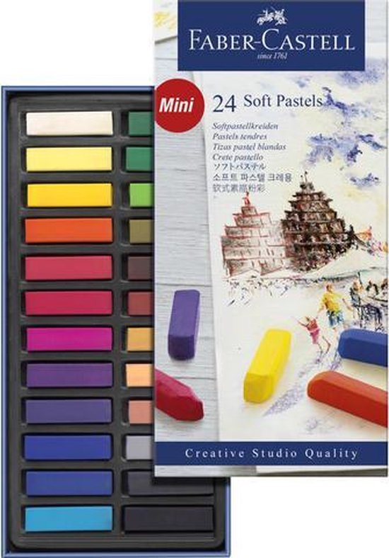 Foto: Faber castell fc 128224 pastelkrijt halve lengte etui 24 stuks