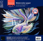 Aquarelpapier - Zwart - 30,5x30,5cm - 300 gram - Smooth - Gladde Structuur - Florence - 5 vellen