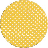 Rond Tafelzeil - Ø 140 cm - Grote Stip - Geel/Wit