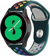 Strap-it Sport bandje - geschikt voor Samsung Galaxy Watch 6 / 6 Classic / Watch 5 / 5 Pro / Watch 4 / 4 Classic - sport siliconen bandje voor Galaxy Watch 4-5-6 alle varianten - dennengroen/kleurrijk