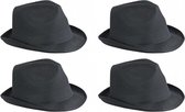 6x stuks trilby feesthoedje zwart voor volwassenen - Carnaval party verkleed hoeden