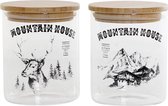 Tin DKD Home Decor Transparant Bamboe Borosilicaatglas 10 x 10 x 12.5 cm 750 ml (2 pcs)