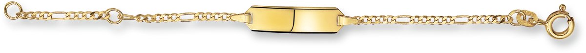 The Jewelry Collection Graveerarmband - Figaro Plaat 5,5 mm - Geelgoud (14 Krt.)