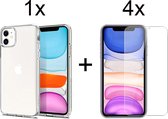 iParadise iPhone 13 Mini hoesje siliconen transparant case - 4x iPhone 13 Mini Screen Protector