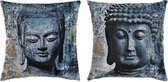 Kussen DKD Home Decor Grijs Polyester Boeddha (2 pcs) (45 x 45 x 45 cm)