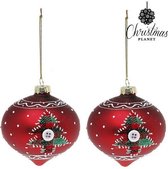 Kerstballen 8 cm (2 uds) Kristal Rood