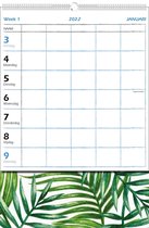 Castelli familiekalender 2022 - grote A4 formaat gezinsplanner - weekkalender op een verlengde schild - voor maximaal 5 personen - groen