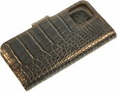 Made-NL drie pasjes (iPhone 12 mini) book case Blauw stug Krokodillenprint leer