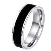 Ring- RVS-Zwart-zilverkleur- maat-size 10-Charme Bijoux