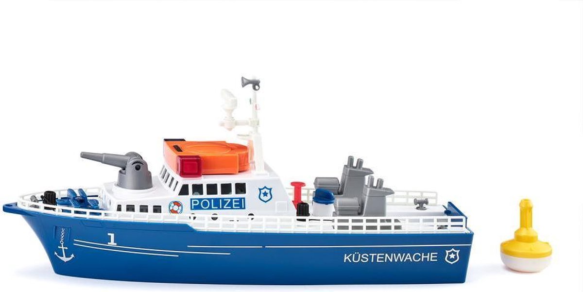 SIKU 5401, Politieboot, kunststof, blauw/wit, waterkanon, licht en geluid, achterklep, incl. boei