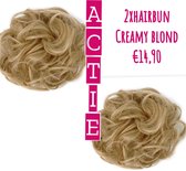 2x hairbun Creamy blond SPAREN haarstuk crunchie hair extensions 45gram knotje