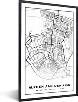 Fotolijst incl. Poster - Kaart - Alphen aan den Rijn - Zwart - Wit - 20x30 cm - Posterlijst