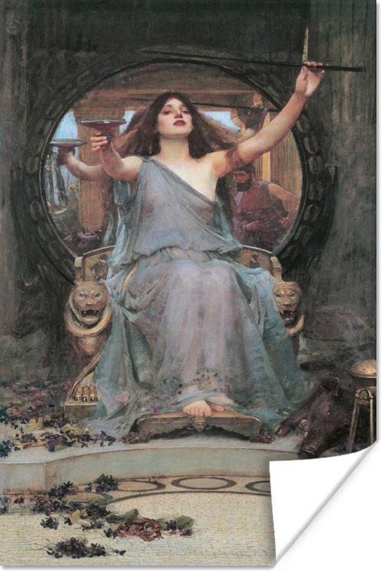 Poster Circe offering the cup to Ulysses - schilderij van John William Waterhouse - 80x120 cm