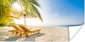 Zon schijnt op het tropische strand Poster 160x80 cm - Foto print op Poster (wanddecoratie woonkamer / slaapkamer) / Landschappen Poster / Zee en Strand